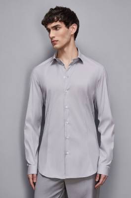 Shirt aus Baumwoll-Popeline Lang, Grau, Patrizia Pepe