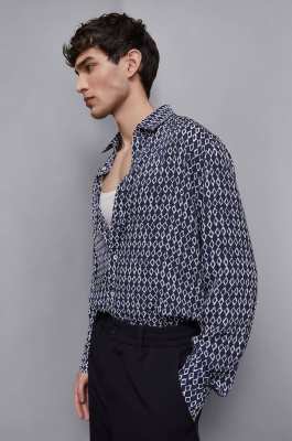 Soft twill viscose shirt, Blue, White, Patrizia Pepe