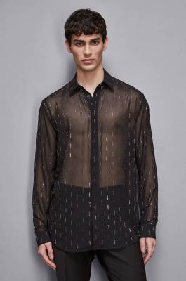 Weiches Hemd mit Muster, Schwarz, Patrizia Pepe