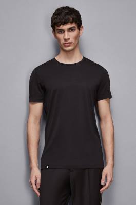 Schmal geschnittenes T-Shirt aus Lyocell-Baumwoll-Jersey, Schwarz, Patrizia Pepe