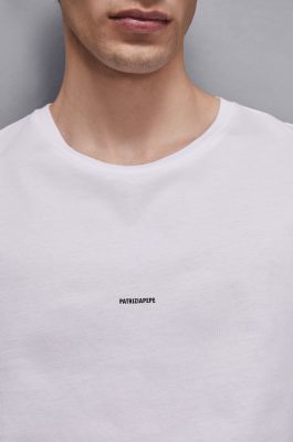 T-Shirt aus Pima-Baumwoll-Jersey mit Logo, Weiß, Patrizia Pepe