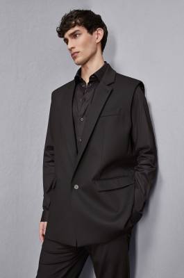 Wool blend vest jacket, Black, Patrizia Pepe