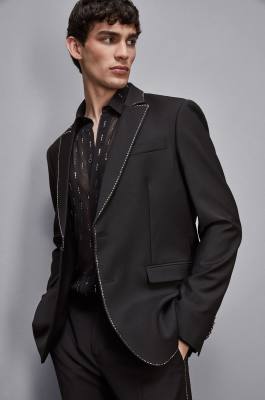 Slim fit jacket in cool wool, Black, Patrizia Pepe