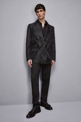 Straight double-breasted unlined jacket, Black, Patrizia Pepe