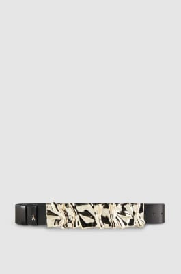 High-waisted smooth leather belt, Black, Patrizia Pepe