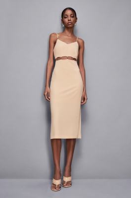Crepe midi dress, Apricot, Patrizia Pepe