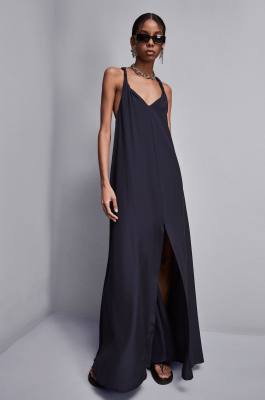 Langes Kleid mit V-Ausschnitt Essential, Blau, Patrizia Pepe