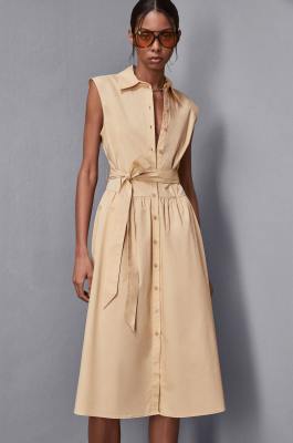 Midi cotton shirt dress, Apricot, Patrizia Pepe