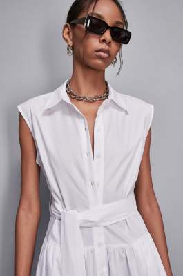 Midi cotton shirt dress, White, Patrizia Pepe