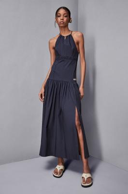 Knöchellanges Kleid aus Popeline, Blau, Patrizia Pepe