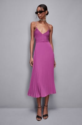 Essential georgette fitted dress, Purple, Patrizia Pepe