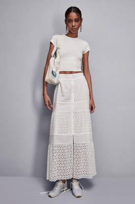 Long broderie anglaise skirt, White, Patrizia Pepe