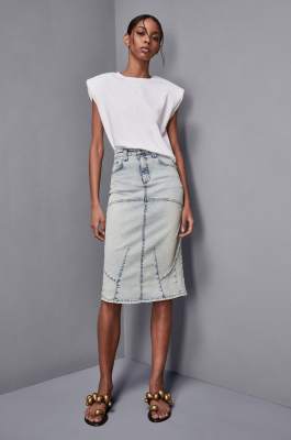 Midi-Rock aus Denim, Hellblau, Patrizia Pepe