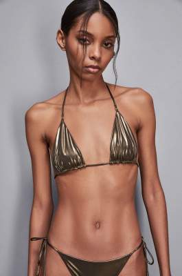 Technical jersey bikini top, Gold, Patrizia Pepe