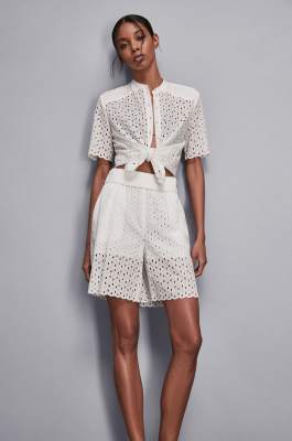 Bermuda coupe standard en sangallo, Blanc, Patrizia Pepe