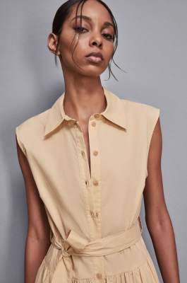 Midi cotton shirt dress, Apricot, Patrizia Pepe
