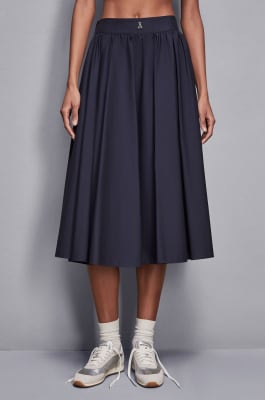 Gonna midi in popeline, Blu, Patrizia Pepe