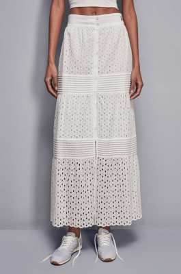 Long broderie anglaise skirt, White, Patrizia Pepe