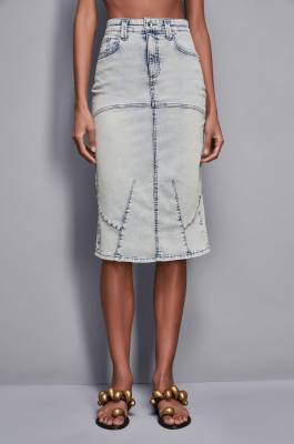 Midi-Rock aus Denim, Hellblau, Patrizia Pepe