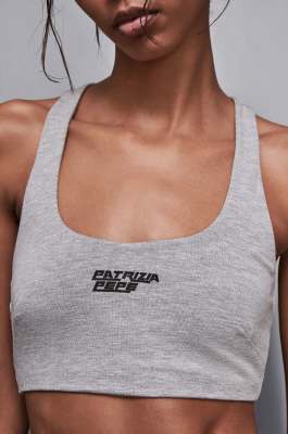 Skinny top in technical jersey, Grey, Patrizia Pepe