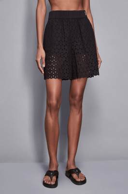 Regular fit broderie anglaise Bermuda shorts, Black, Patrizia Pepe