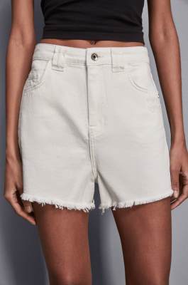 Short denim, Blanc, Patrizia Pepe