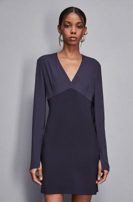 Robe col en V « Essential », Bleu, Patrizia Pepe