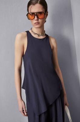Essential asymmetric top in viscose, Blue, Patrizia Pepe