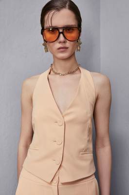 Halter neckline vest, Apricot, Patrizia Pepe