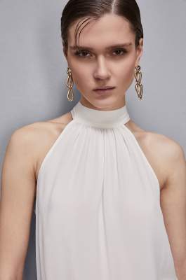 Essential halter neckline top, White, Patrizia Pepe