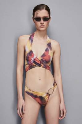 One piece swimsuit in technical jersey, Multicolor, Patrizia Pepe