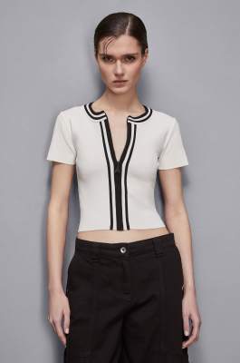 Slim fit ribbed shirt, White, Patrizia Pepe