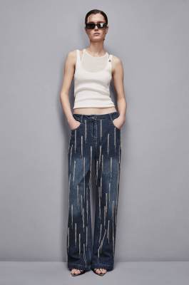 Denim pants with rhinestones, Light Blue, Patrizia Pepe