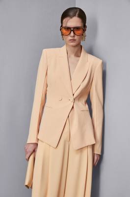 Double-breasted crepe jacket, Apricot, Patrizia Pepe