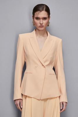 Double-breasted crepe jacket, Apricot, Patrizia Pepe