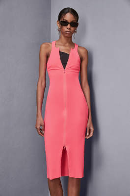 Jersey midi dress with zipper, Pink, Patrizia Pepe