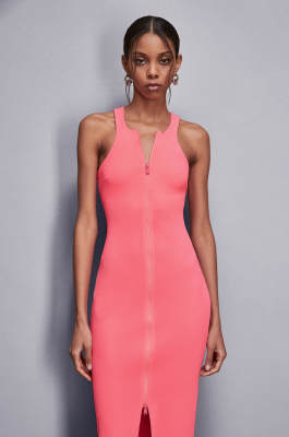 Jersey midi dress with zipper, Pink, Patrizia Pepe