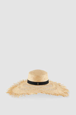 Wide-brimmed raffia hat, Beige, Patrizia Pepe