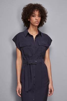 Midi Hemdblusenkleid, Blau, Patrizia Pepe
