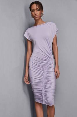 Midikleid mit Raffung, Violett, Patrizia Pepe