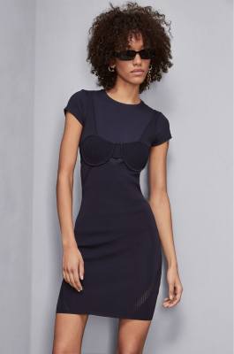 Sleeveless knit bustier dress, Blue, Patrizia Pepe