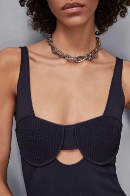 Sleeveless knit bustier dress, Blue, Patrizia Pepe