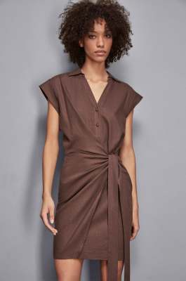 Mini wrap dress, Brown, Patrizia Pepe