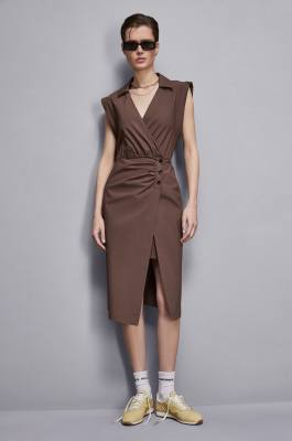 Cotton wrap dress, Brown, Patrizia Pepe