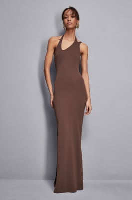 Essential long skinny dress, Brown, Patrizia Pepe
