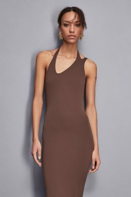 Essential long skinny dress, Brown, Patrizia Pepe