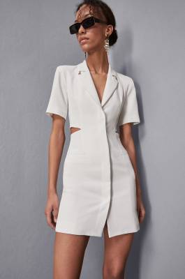 Blazer-Kleid aus Krepp, Weiß, Patrizia Pepe