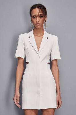 Blazer-Kleid aus Krepp, Weiß, Patrizia Pepe