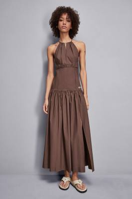 Poplin ankle-length dress, Brown, Patrizia Pepe