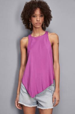 Asymmetrisches Top aus Viskose Essential, Violett, Patrizia Pepe